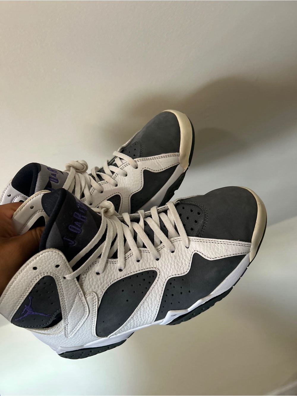 Jordan Men’s Sneakers — White, Gray & Purple Accents